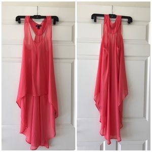 Sheer Coral High Low Top. Size Medium